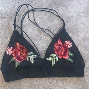 Black flower bralette